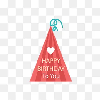 红绿色生日帽生日快乐标签,免抠元素