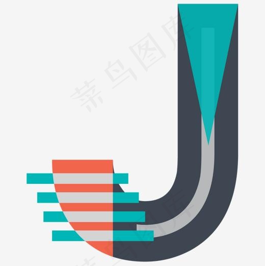 色块拼接创意英文字母J(1200*1200px)