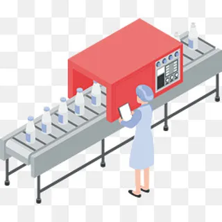 牛奶制作矢量生产线,免抠元素