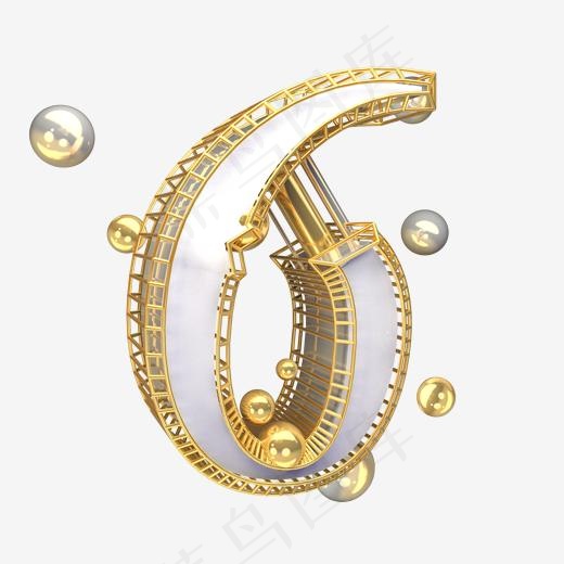 金色倒计时数字6可商用(2000*2000px)psd模版下载