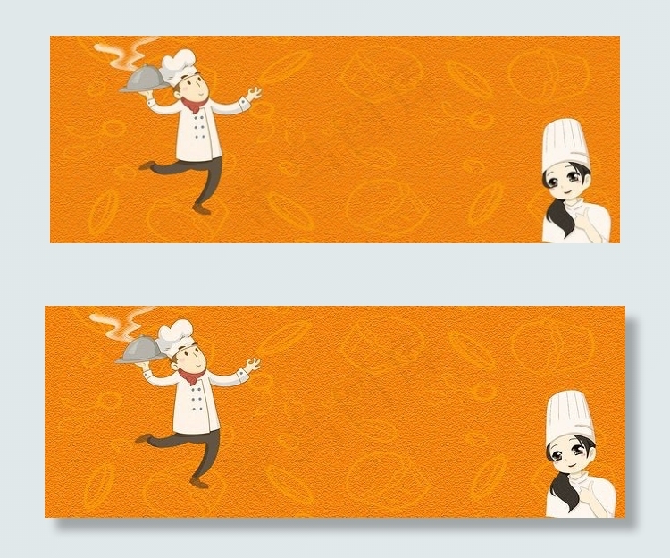黄色美食底纹卡通厨师餐厅招聘背景素材背景图片素材,背景元素