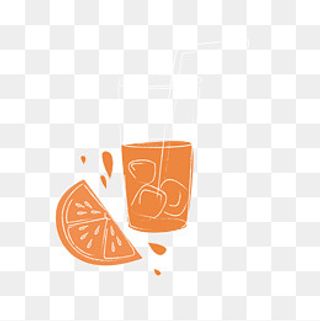 夏天卡通橙汁清凉矢量图,免抠元素