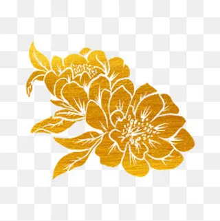 剪纸烫金花草树木月季花,免抠元素