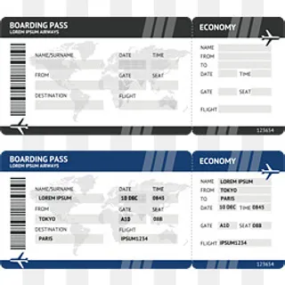 两张飞机票矢量图下载,免抠元素