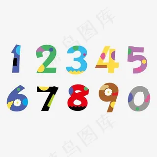 彩色卡通时尚现代创意艺术数字,免抠元素艺术字