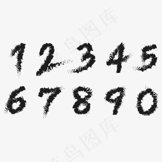 黑色毛笔手绘手写创意艺术数字(2480*1868px)ai矢量模版下载