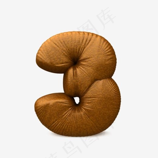 手绘皮革质感数字3