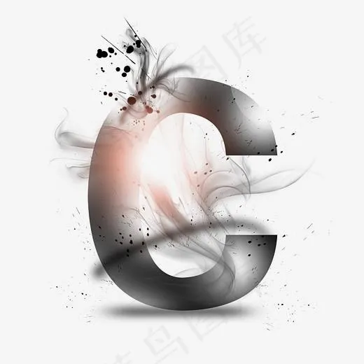 透明水墨艺术字母C(3000*3000px)psd模版下载