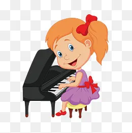 弹钢琴的小女孩,免抠元素