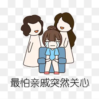 手绘催婚怕走亲戚,免抠元素