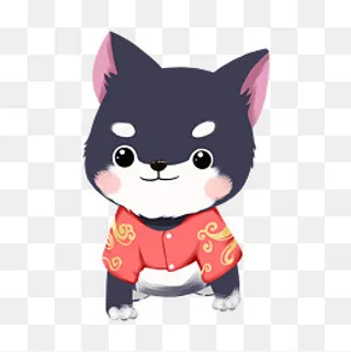 卡通哈士奇新年祝福宠物狗,免抠元素