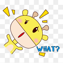 卡通手绘风萌萌的长颈鹿表情疑问,免抠元素