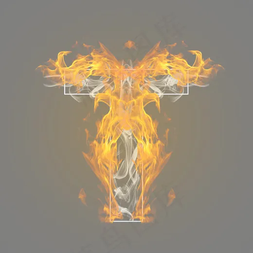 炫酷火焰烟雾光效字母T(3000*3000px)psd模版下载