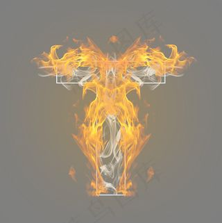 炫酷火焰烟雾光效字母T