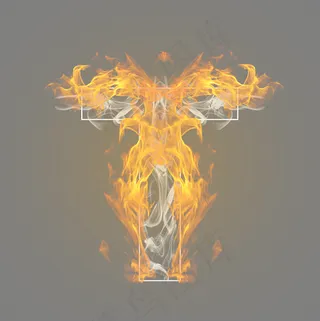 炫酷火焰烟雾光效字母T