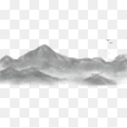水墨山png素材,免抠元素