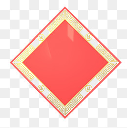 红色中国风菱形标签,免抠元素(2000*2000px)