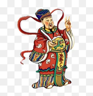 彩铅画灶神,免抠元素