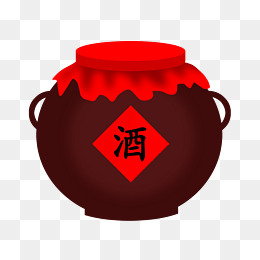 手绘复古酒坛子插画