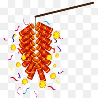 彩带炮仗装饰矢量图,免抠元素