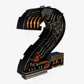 C4D机械字数字2,免抠元素艺术字