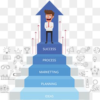 矢量蓝色成功阶梯