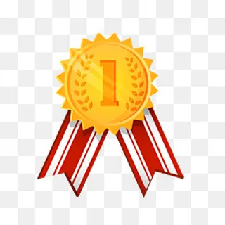 金色红带数字等级勋章PNG图片,免抠元素