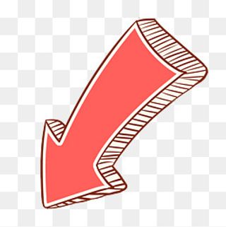 红色小清新手绘箭头,免抠元素