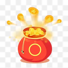 新年红色系手绘商业福袋金币免抠,免抠元素(2100*2102px)psd模版下载