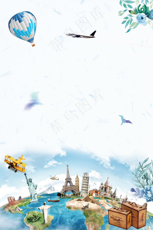 10.1国庆长假出国游景点海报背景图片素材