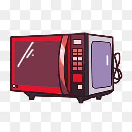 手绘红色微波炉插画