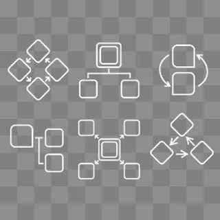 矢量白色方形边框思维导图,免抠元素