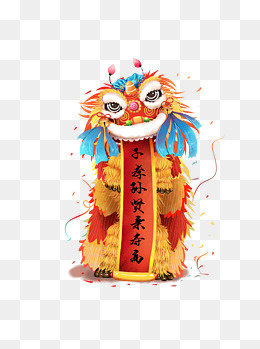 舞狮舞龙春节中国风,免抠元素(2000X2000(DPI:300))psd模版下载