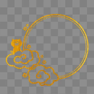 烫金祥云和小猪装饰图案免抠PNG素,免抠元素