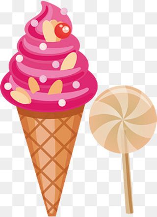 棒棒糖粉红色冰激凌矢量手绘可爱,免抠元素