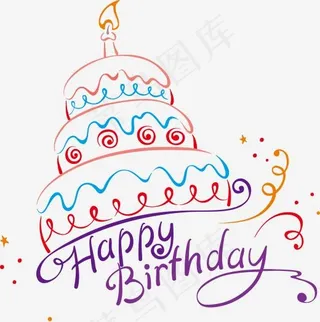 生日快乐英文字体设计,免抠元素艺术字