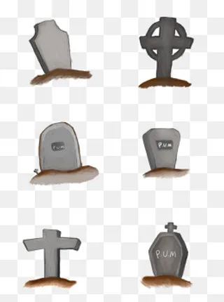 万圣节鬼节手绘坟墓墓碑石头质感,免抠元素