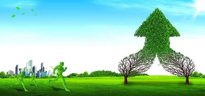 都市人物剪影树商务设计海报背景背景图片素材