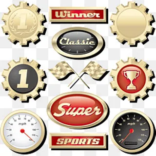 矢量精美赛车图标和速度仪表