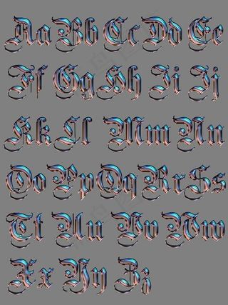 锈迹金属复古哥特风全套艺术英文字母