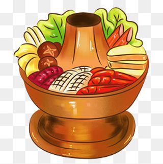 卡通美食新年餐饮东北菜海鲜火锅,免抠元素