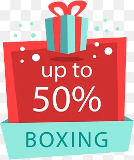 手绘礼盒5折优惠促销标签,免抠元素