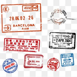 各种海关的印戳