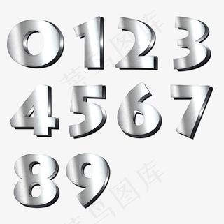 菜鸟图库艺术数字金属质感灰色艺术字