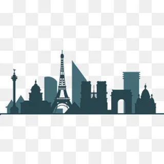 巴黎城市建筑剪影矢量素材,免抠元素