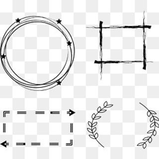 简约小清新线框手账手绘叶子圆形,免抠元素