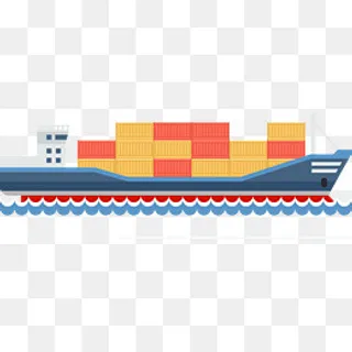 卡通货运轮船,免抠元素