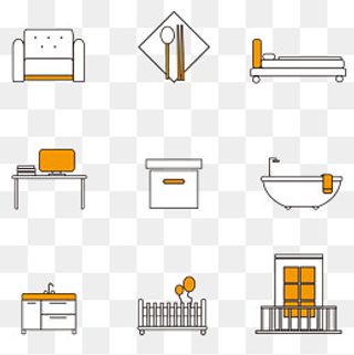 简笔画家居图标,免抠元素
