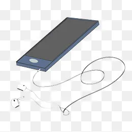 手机插着耳机听歌,免抠元素(2000*2000px)ai矢量模版下载