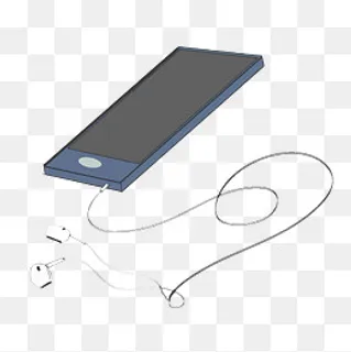 手机插着耳机听歌,免抠元素